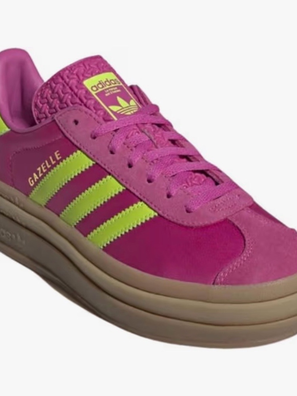 Ladies Size 9 Adidas Gazelle Bold Hot Pink & Neon Green Platform Sneakers - Picture 10 of 14